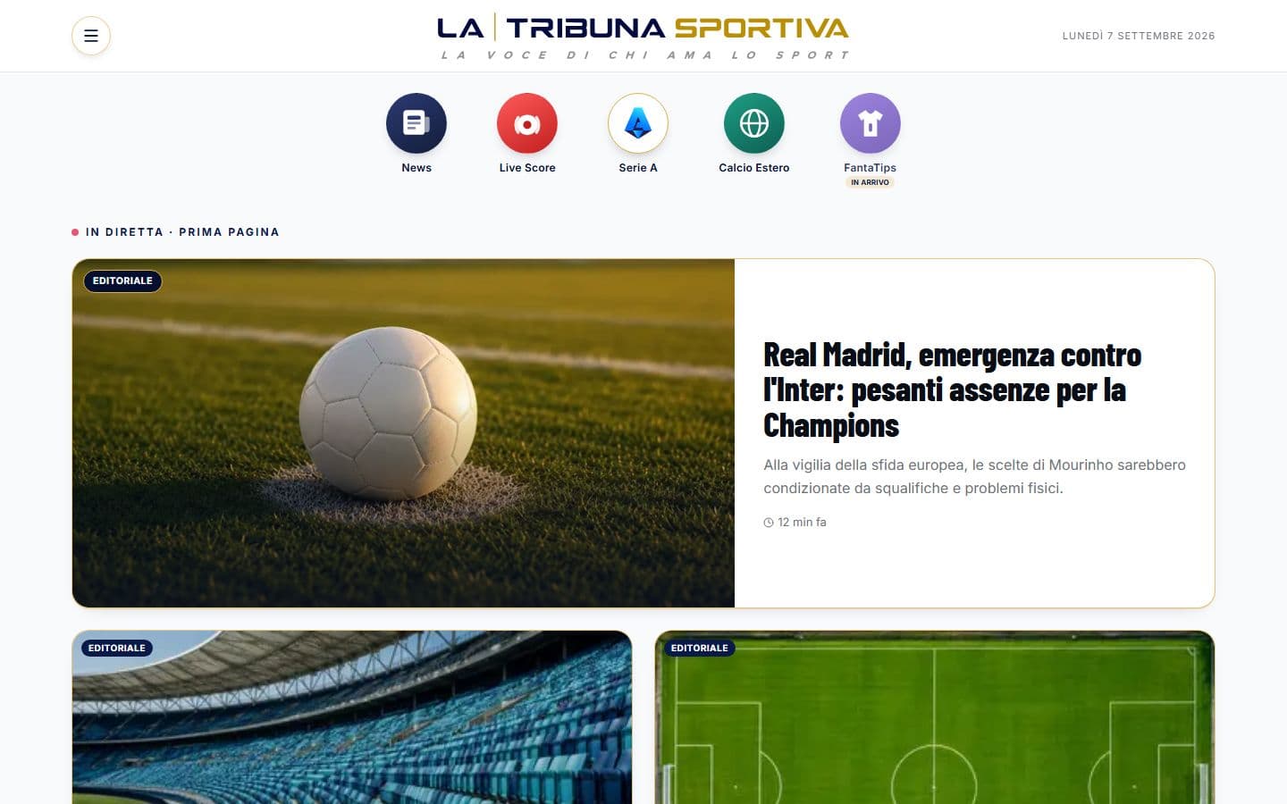 Testata sportiva che si aggiorna da sola — La Tribuna Sportiva