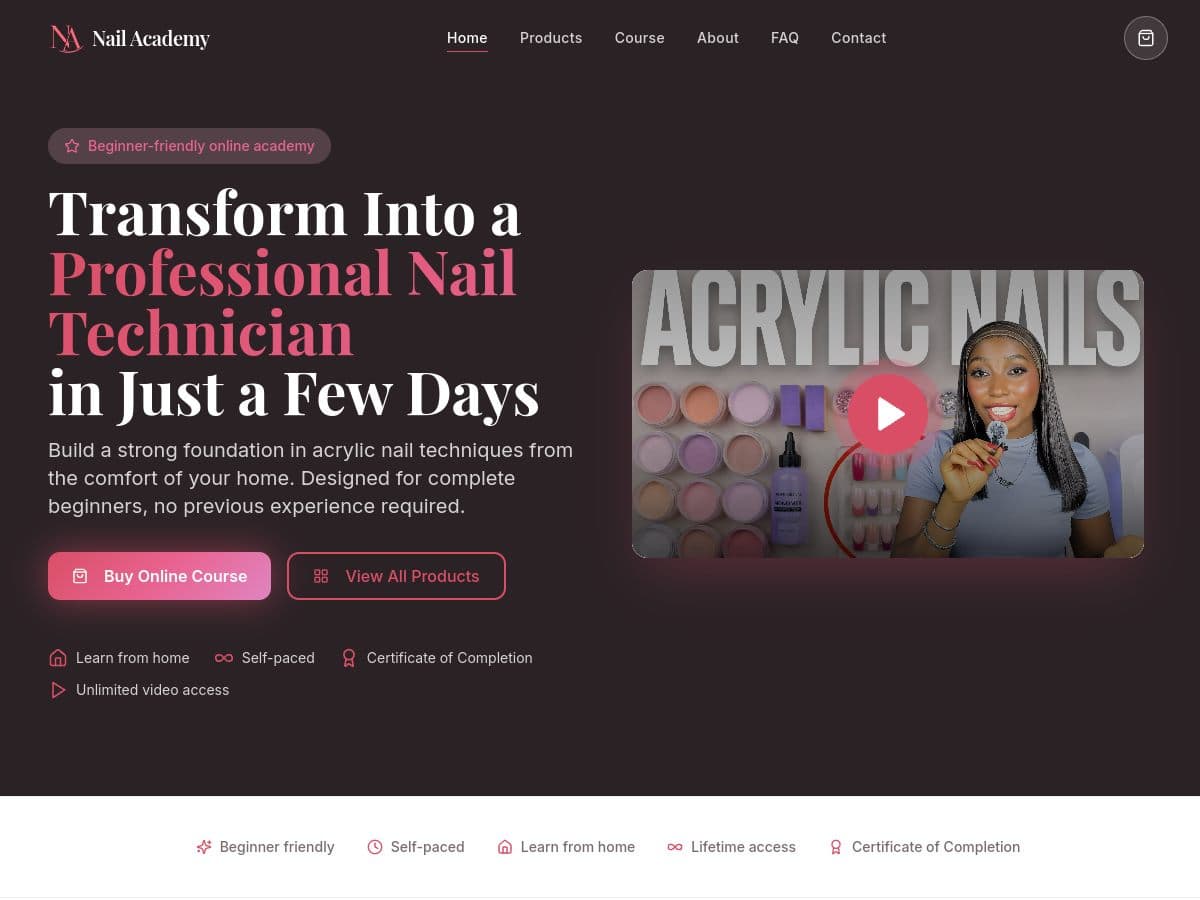 Academy online e shop per nail artist