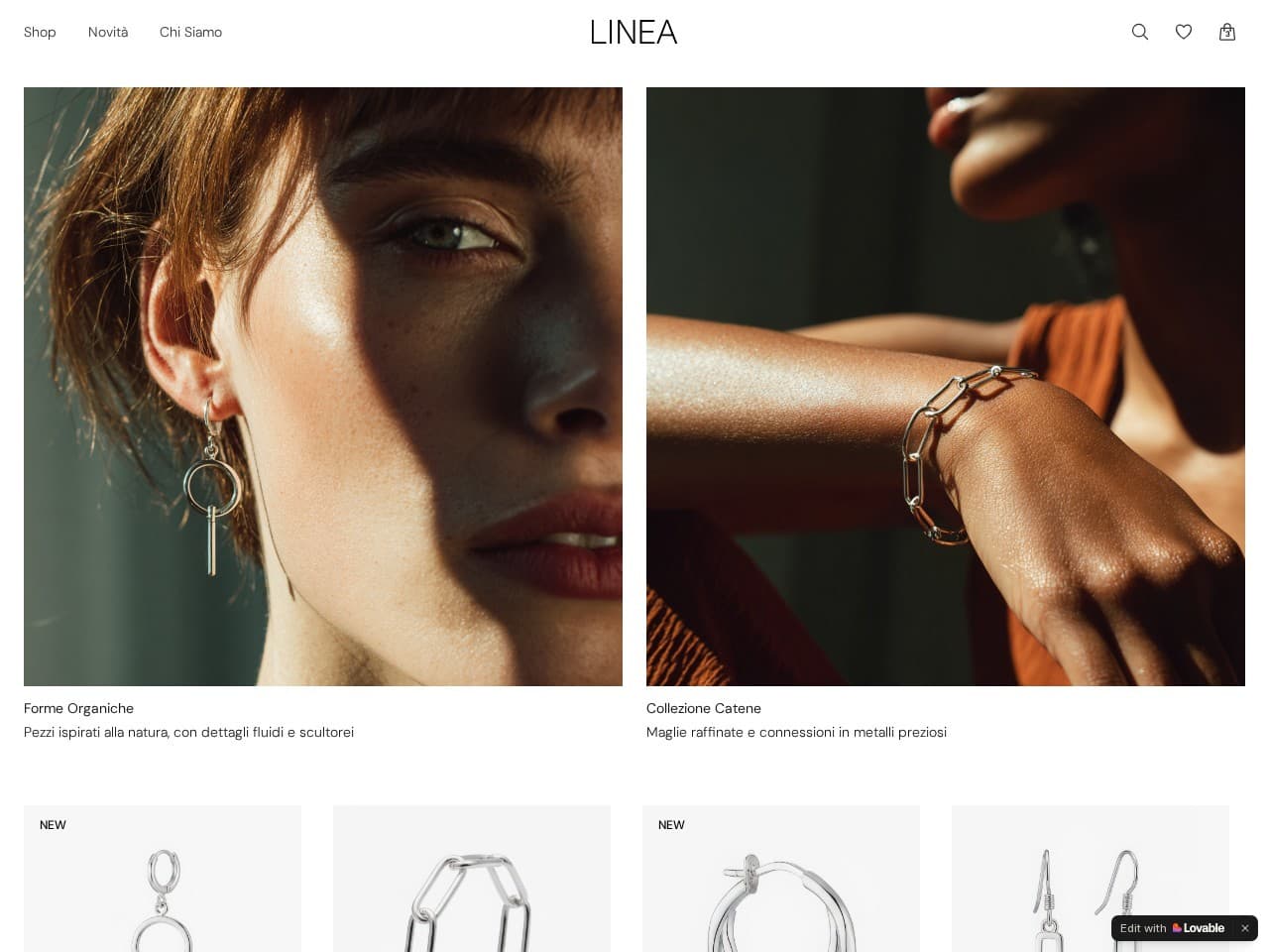 E-commerce gioielli minimalisti — Linea